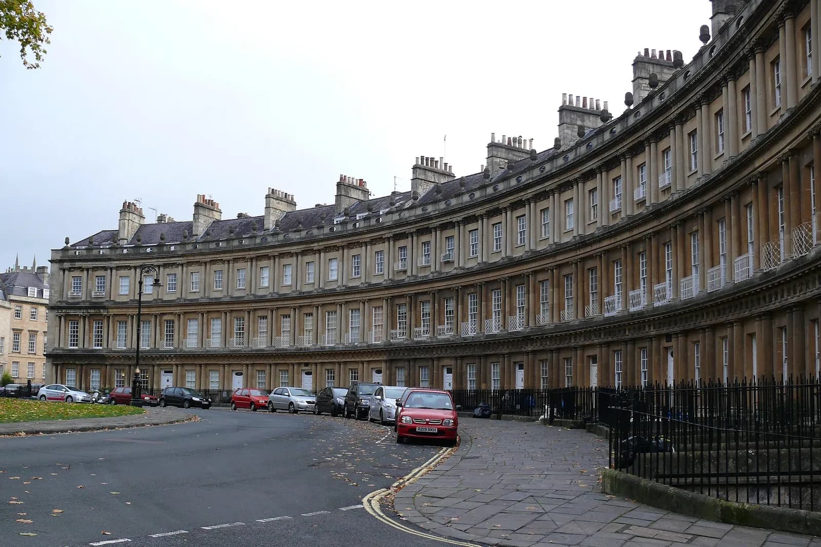 The curved Georgian terraces of the Circus in Bath