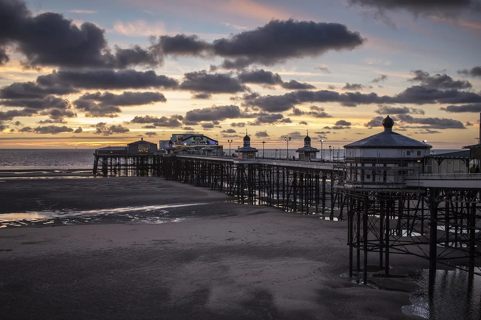 North Pier's Victorian ironwork against an evening sky
