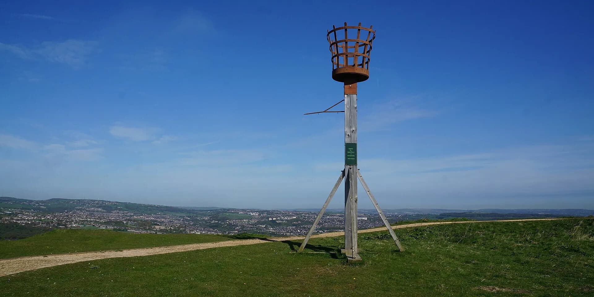 The beacon on Castle Hill, with a wide view over Huddersfield and the surrounding hills