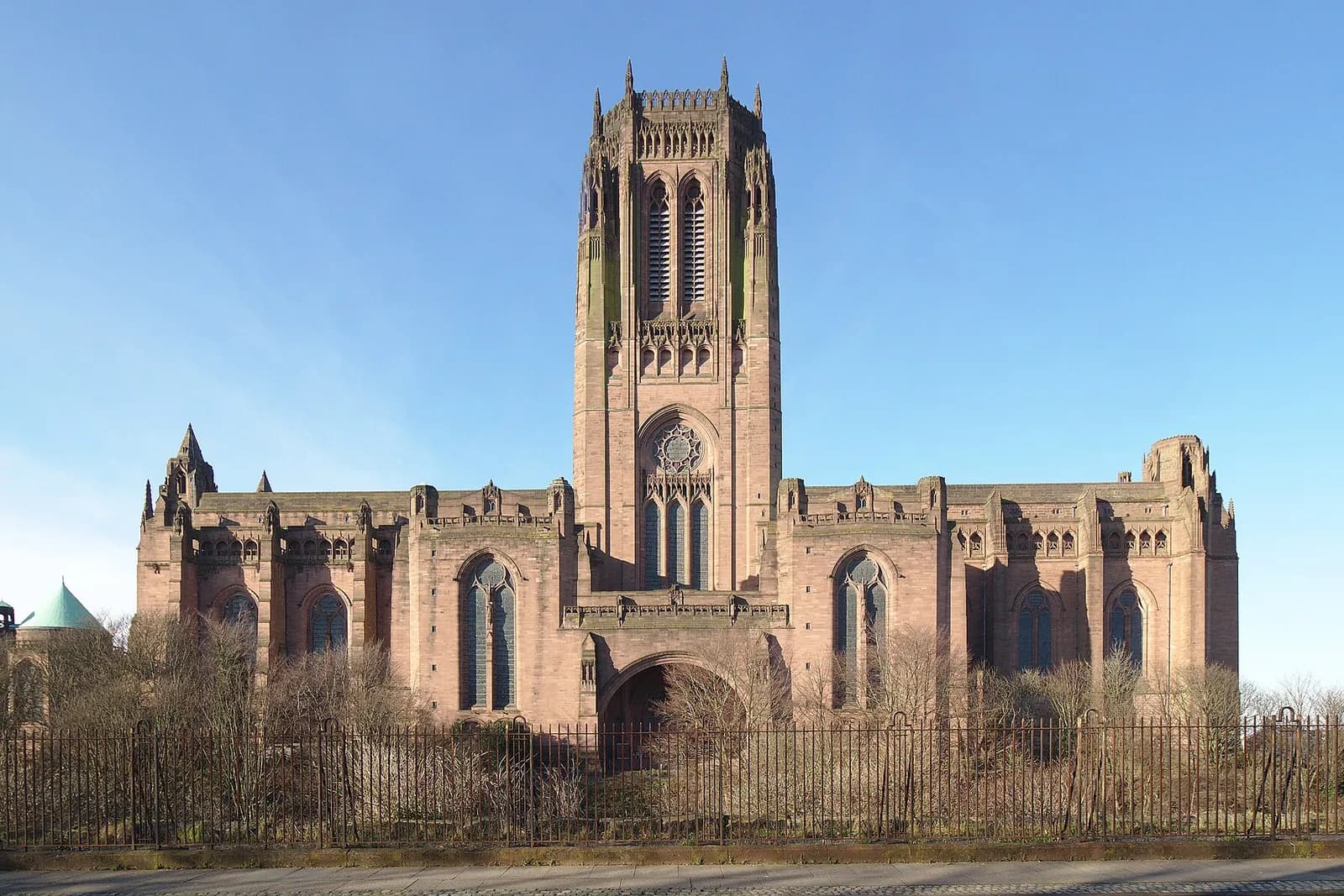 Liverpool's Anglican Cathedral, a vast red sandstone church with a massive central tower