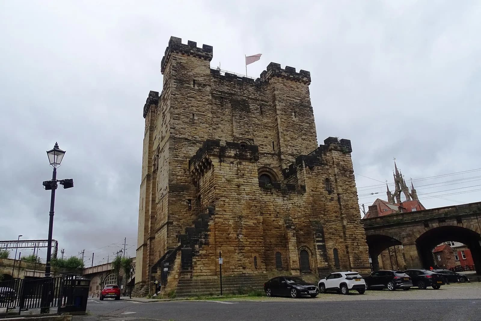 The Norman Castle Keep that gave Newcastle its name, under a cloudy sky