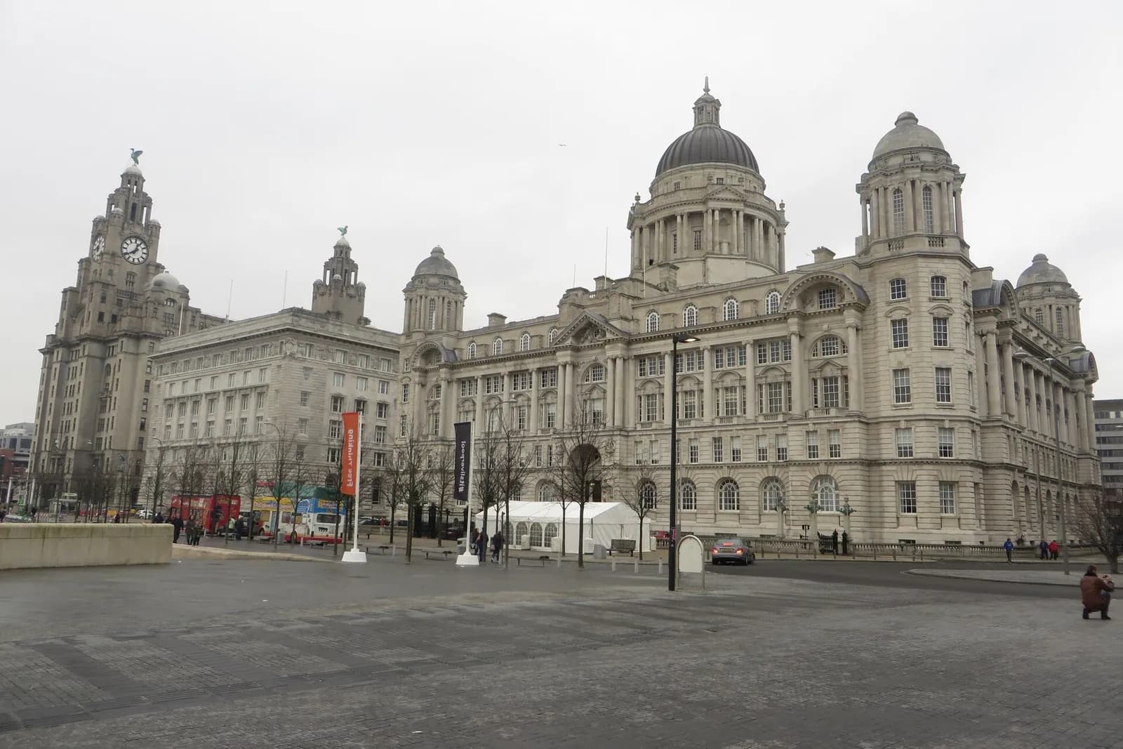 Liverpool's Three Graces: the Royal Liver Building, Cunard Building and Port of Liverpool Building at the Pier Head