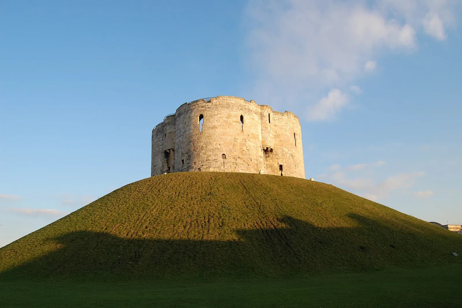 Clifford's Tower, the stone keep of York Castle, on its steep grassy mound